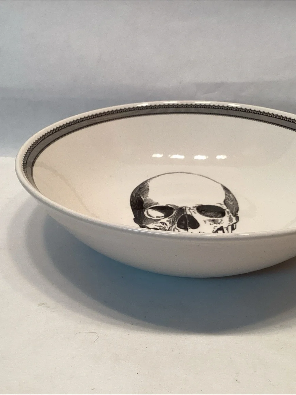 Victorian English Pottery-Royal Stafford Skull Soup Cereal Bowl Salad Macabre